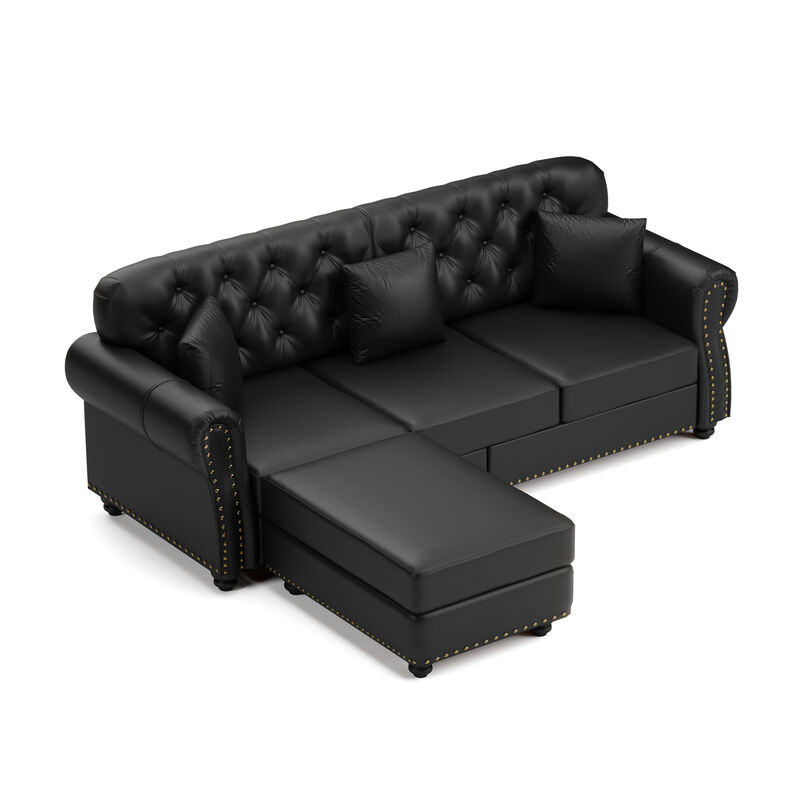 Viltux 82.6"Upholstered Faux Leather Sectional image number 0