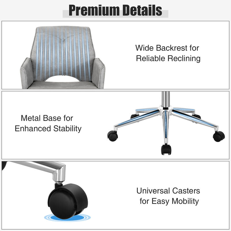 Costway Hollow Mid Back Leisure Office Chair Adjustable Task Chair w/Armrest