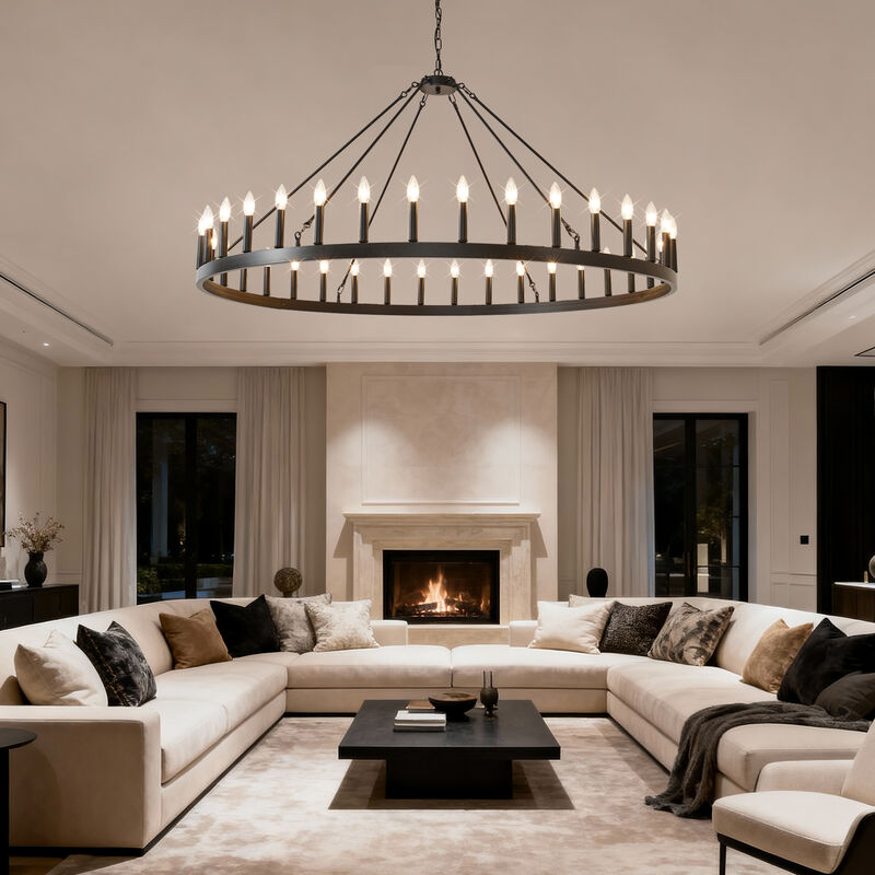 ELEMENT ACE 36-Light Extra Large Wagon Wheel Chandelier Hanging Light Fixture Suitable for High Ceilings Dining Room Living Room Kitchen Bedroom Porch Indoor Decor image number 9