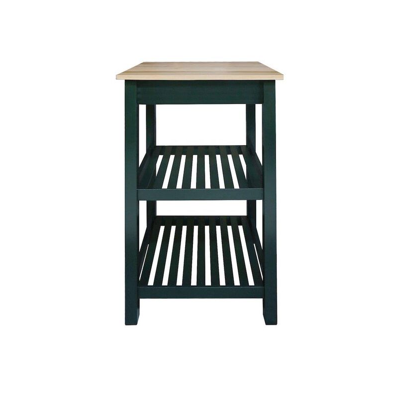 Sunrise Kitchen Island with Solid Wood Top, Hunter Green