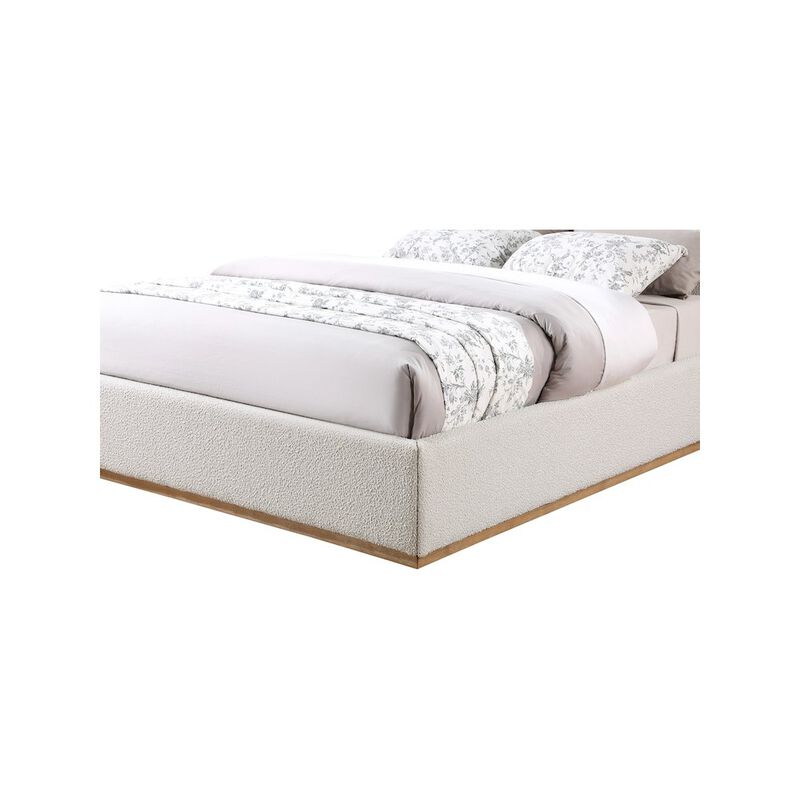 Meridian Furniture Monaco Cream Boucle Fabric King Bed