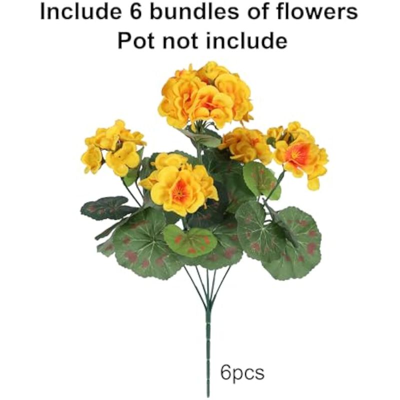 6 Bundle Yellow Artificial Outdoor Plants UV Resistant Garden Porch Decor image number 3
