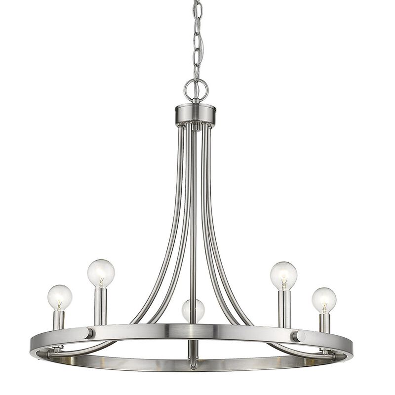 Hivvago Silver Candle Style Five Light Metal Dimmable Chandelier
