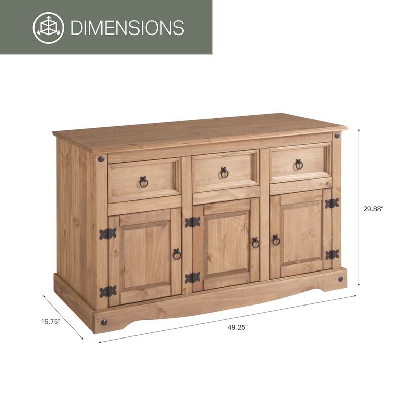 OS Home and Office Furniture Wood Buffet Sideboard in Corona Brown