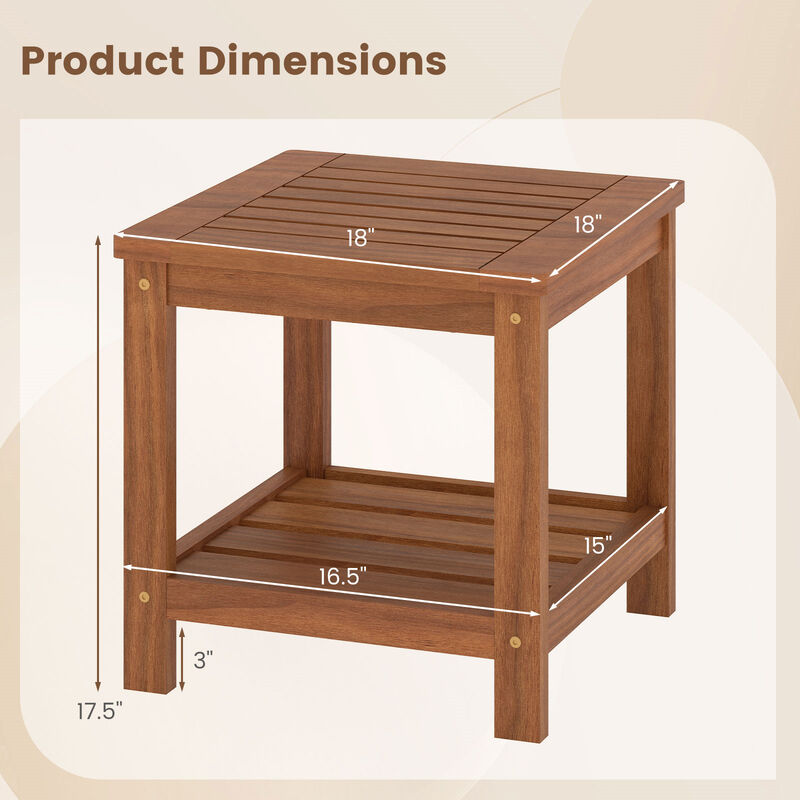 Patio Side Table, 2-Tier with Storage Shelf for Outdoor Use image number 2