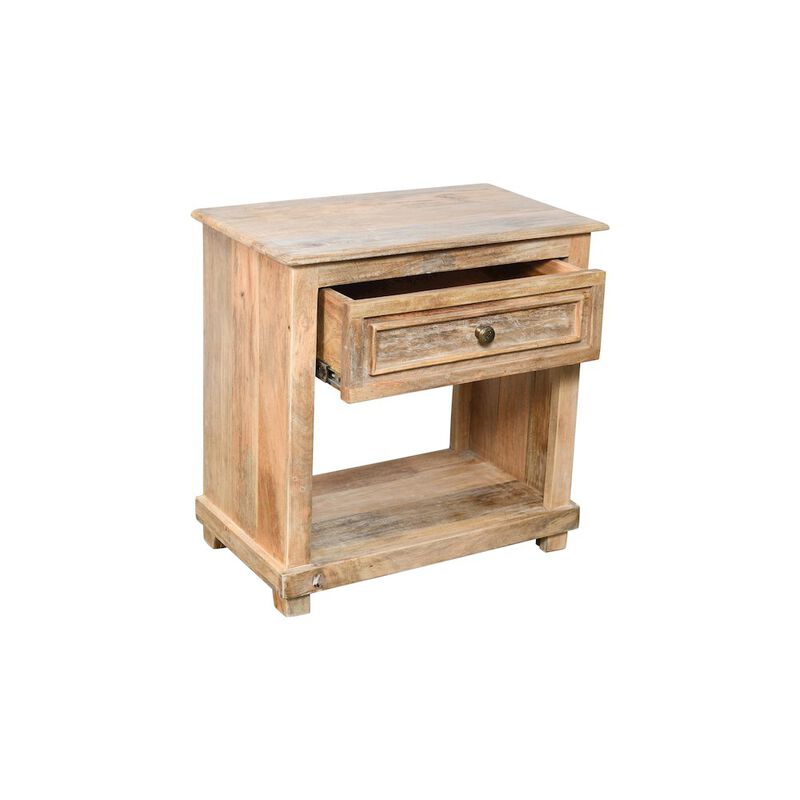 Coastal Jenna 1-Drawer Solid Wood Nightstand in Natural