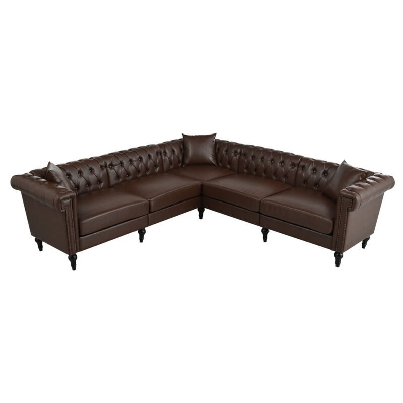 Zefwi Chesterfield L-Shaped Sectional Sofa image number 8