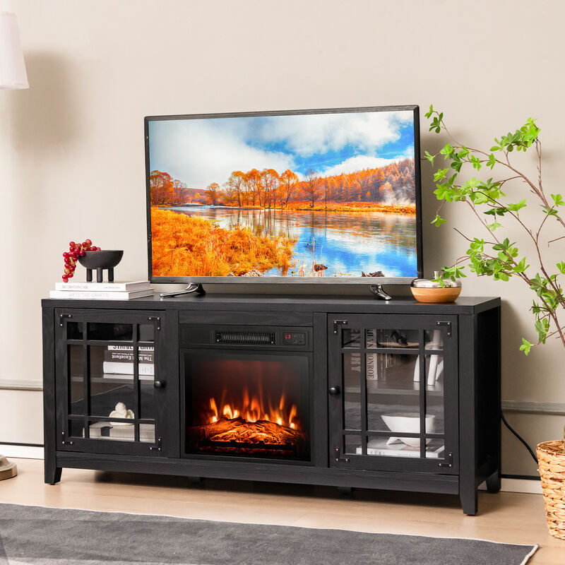 Fireplace TV Stand with Adjustable Shelves for TVs
