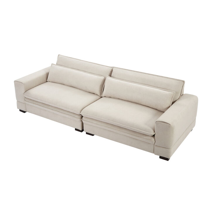 Mid Century Sofa Couch Modern Upholstered Couch for Livingroom, Bedroom, Apartment, Home Office Beige
