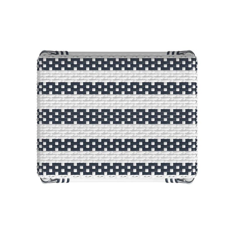 Butler Specialty Robias Rectangular Rattan 24.5 Counter Stool, White and Navy Stripe