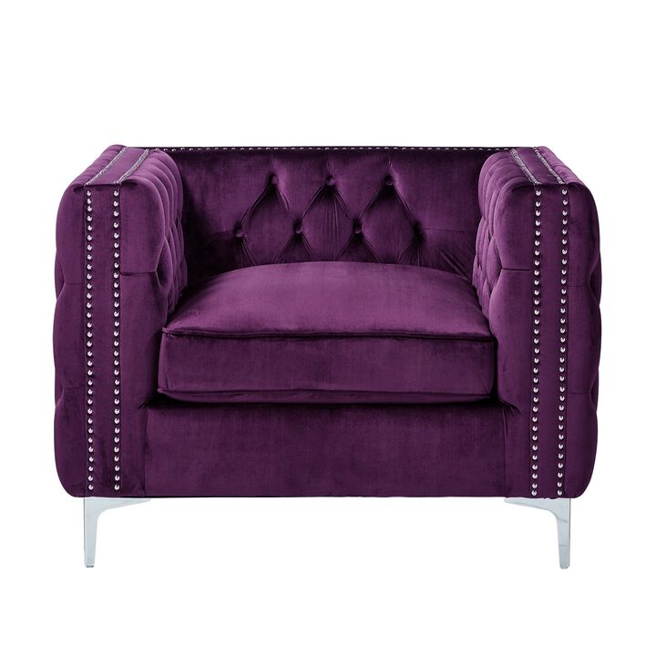 Inspired Home Clarinda Velvet Club Chair