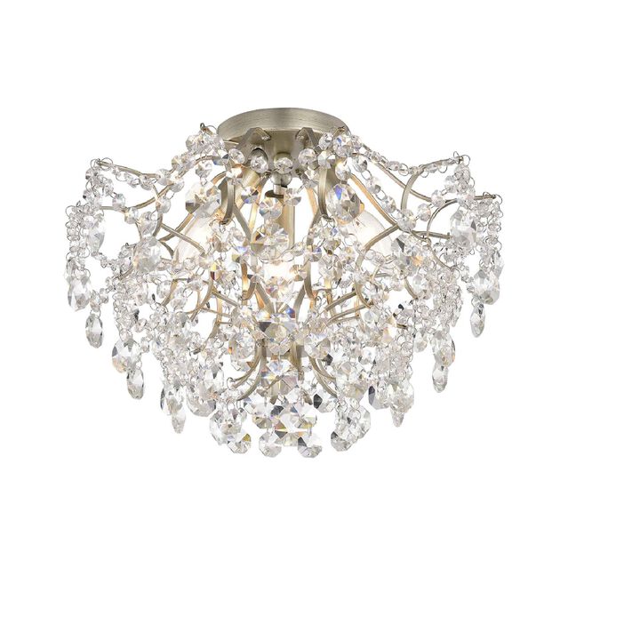 Dahlia Elegant Indoor 3-light Brushed Champagne Crystal Flush Mount