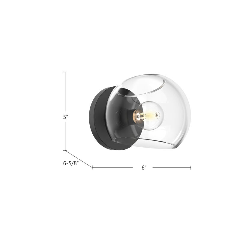 Willow 6-in Matte Black/Opal Matte Glass 1 Light Damp-Rated Wall/Vanity Light image number 9