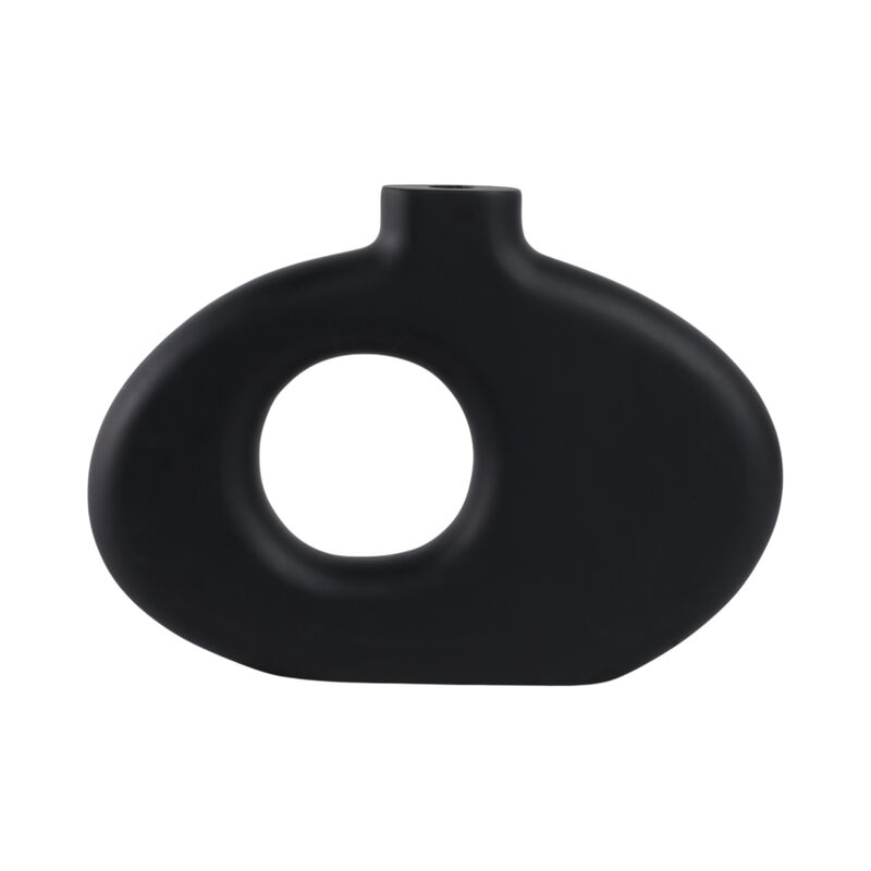 Cut-out Wood Vase, Black image number 4