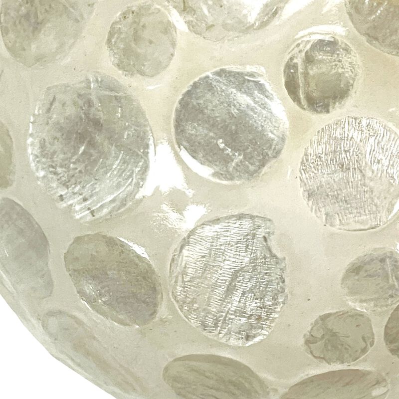 Set Of 6 Capiz Shell Deco Spheres 4 White Iridescent Decorative Balls image number 2