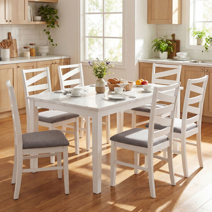Set of 4 Wooden Dining Chairs with Backrests for Kitchen and Dining Room