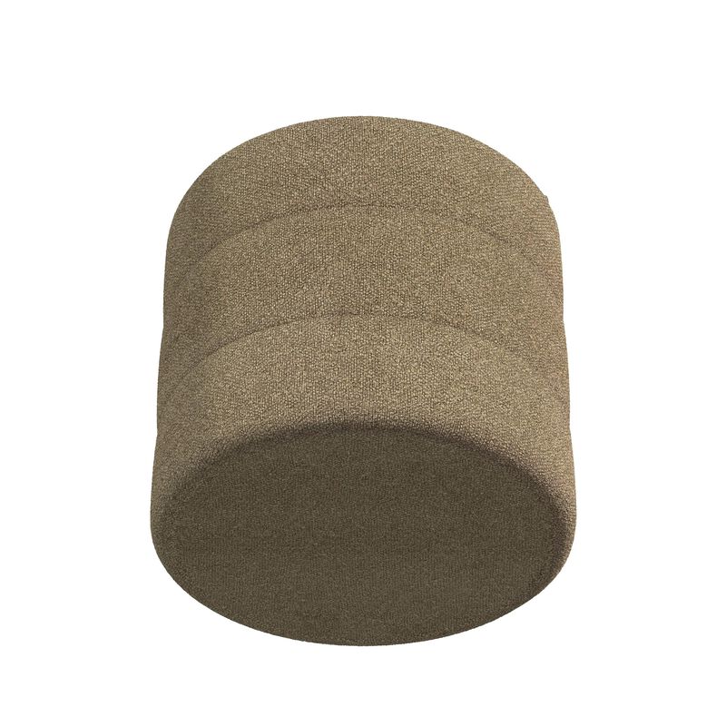 Modern Storage Ottoman, Brown Boucle Seat Cushion, 18 Inch Round image number 3