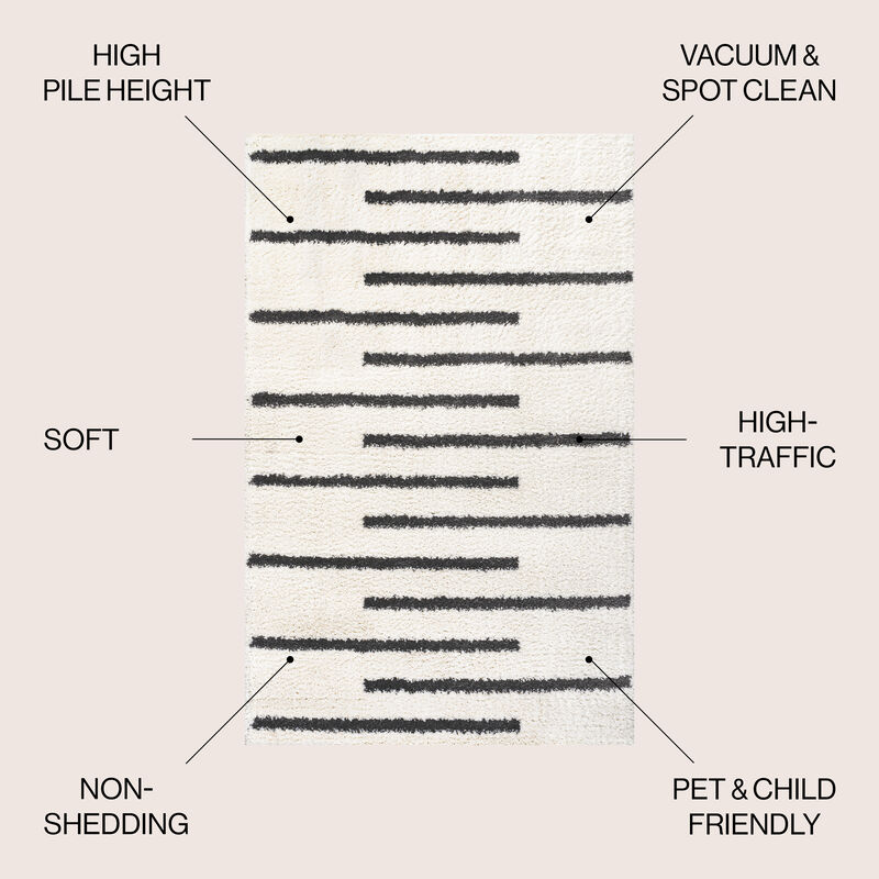 Alaro Berber Stripe Shag Area Rug