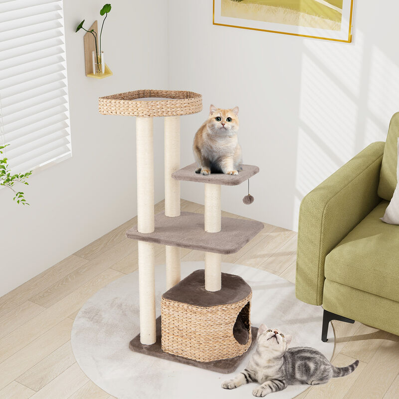 4-Layer Cat Tower with Scratching Posts, Cozy Condo & Washable Cushions for Indoor Cats