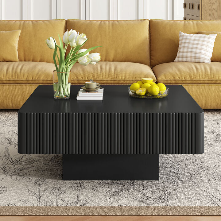 Merax Elegant Square Fluted Coffee Table