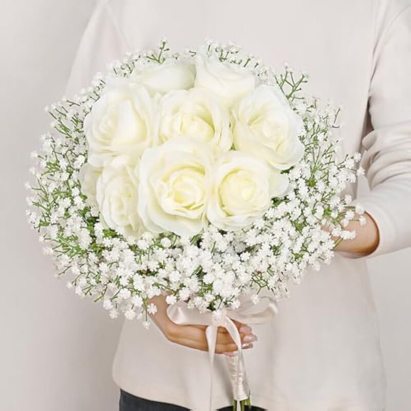 80 Piece White Artificial Baby Breath Flowers Touch Wedding Centerpiece Decor image number 3