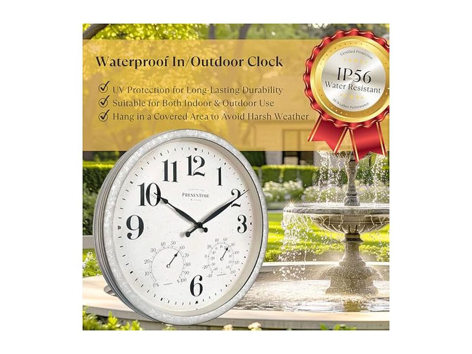 Farmhouse Thermometer Hygrometer All One Wall Clock 16 Inch Outdoor Home Decor