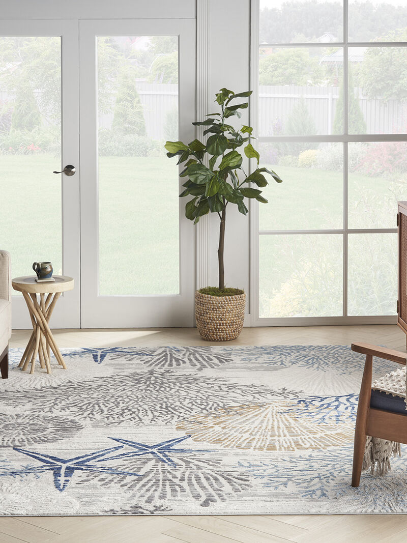 Seaside SDS04 Ivory/Gray/Blue 9' x 12' Rug