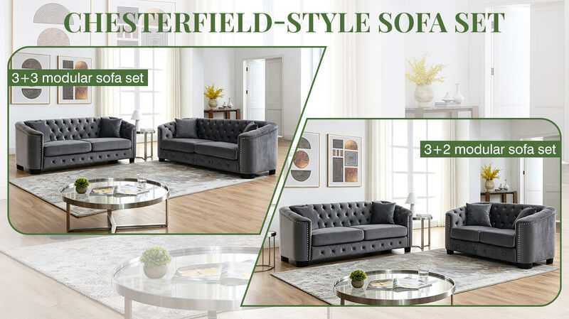 Nudmel Velvet Chelsfield Sofa Set image number 2