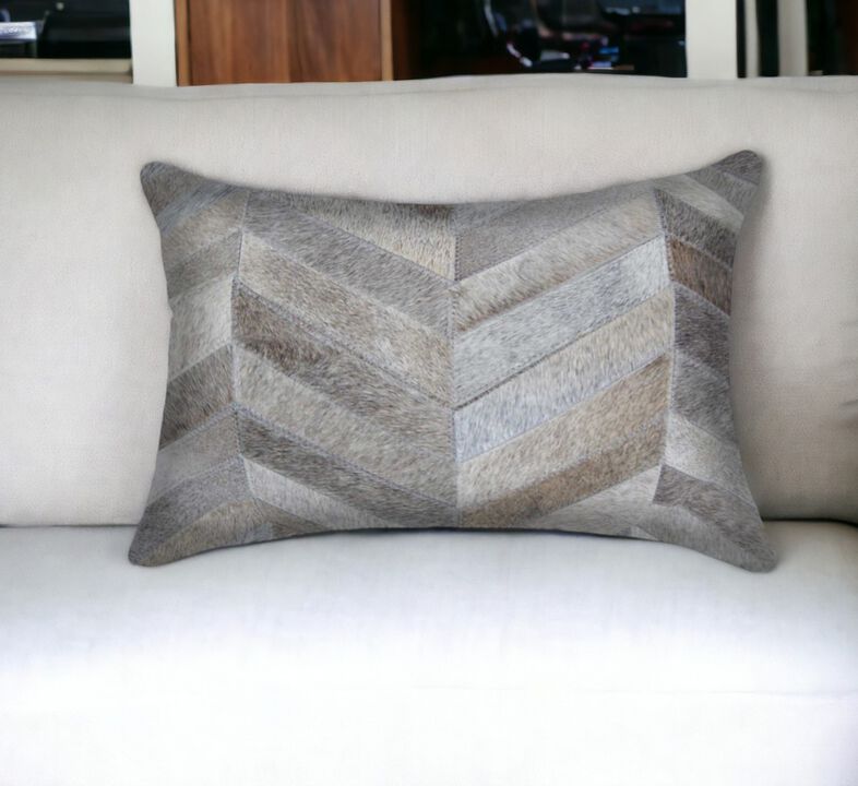 Decorative Chevron Cowhide Pillow for Couch, Chair, or Bedroom