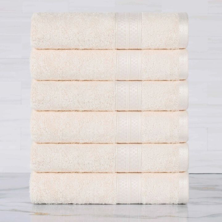 Heavyweight 6 Piece Hand Towel Set with Plush Rayon Blend Fabric