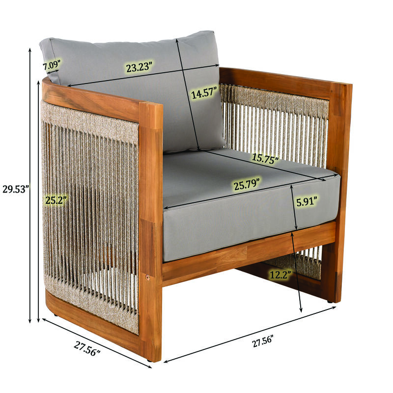 Merax 4-Piece Patio Seating Group Acacia Wood Outdoor Furniture Set