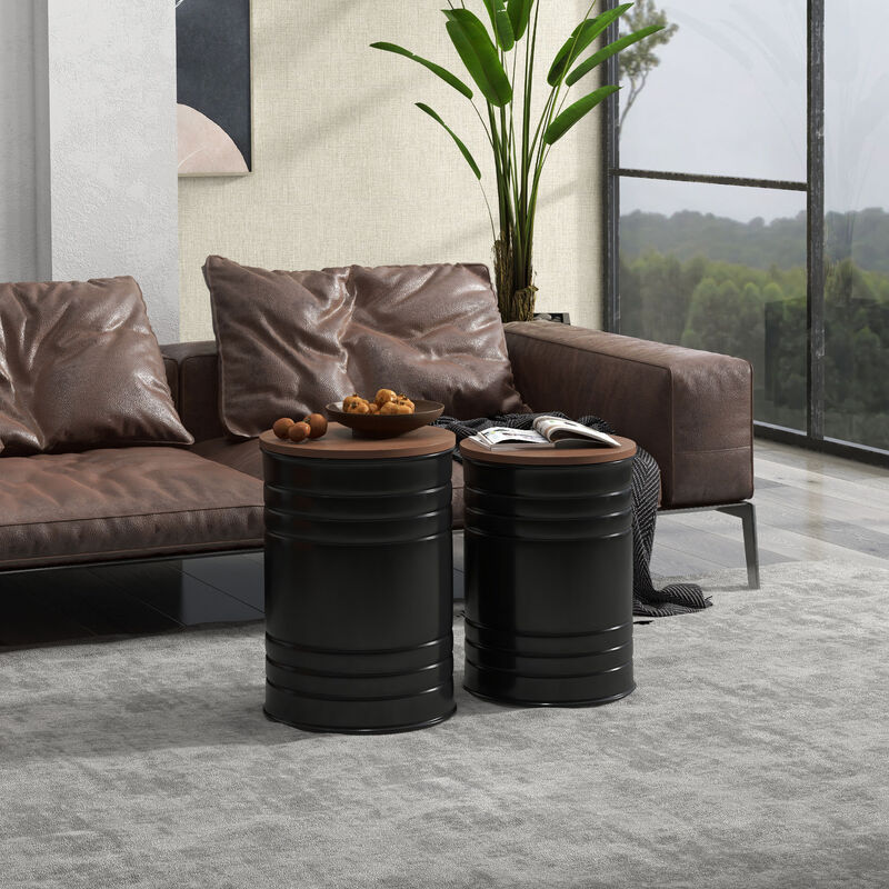 Hivvago Round Storage Ottoman Set for Bedroom or Living Room image number 1