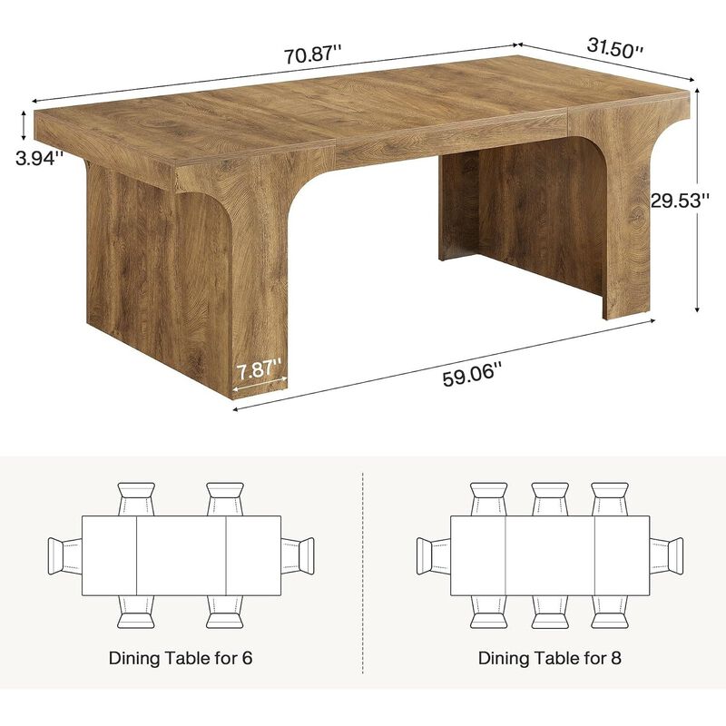 Tribesigns  70.87" Farmhouse Dining Table Kitchen Dining Table for 6-8 People image number 4