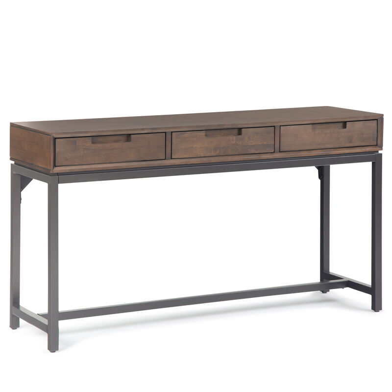 Banting SOLID HARDWOOD and Metal 54 inch Wide Industrial Wide Console Table in Walnut Brown