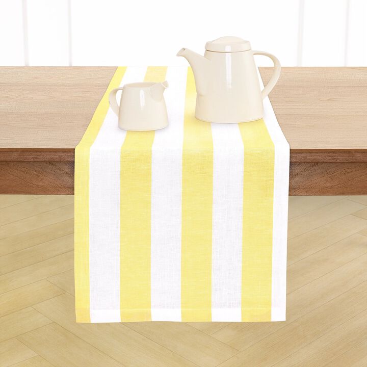Linen Table Runner for Dining Table, Holiday and Everyday Table Decor - Cabana Stripe