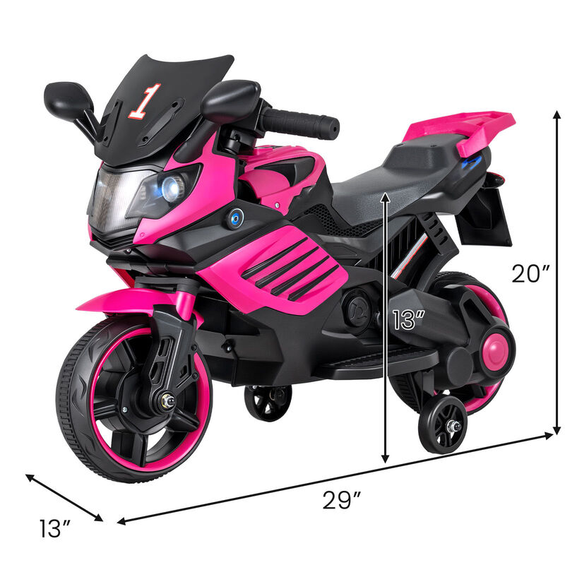 Electric Kids Motorcycle 6V with Headlights Music and Detachable Training Wheels for Yard image number 2