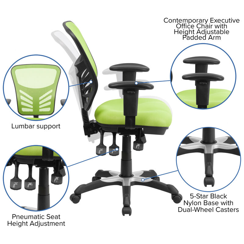 Nicholas Mid-Back Dark Gray Mesh Multifunction Executive Swivel Ergonomic Office Chair with Adjustable Arms image number 3