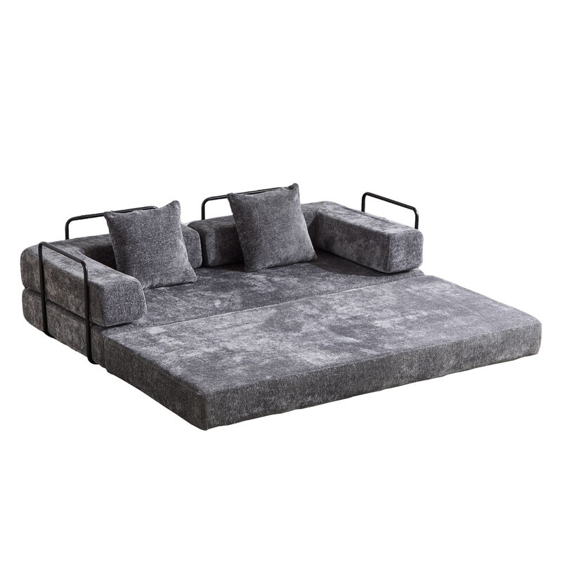 Whisen Chenille Convertible Folding Design Sectional Compression Sofa Floor Futon Couch image number 5