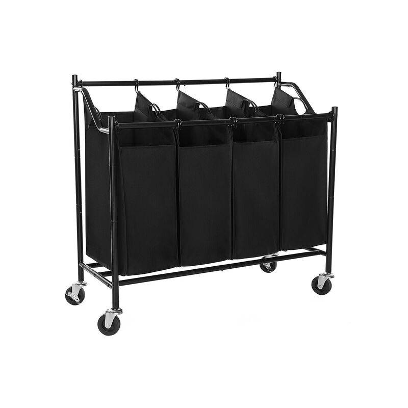 BreeBe Black Laundry Cart with 4 Sorter Bags image number 6