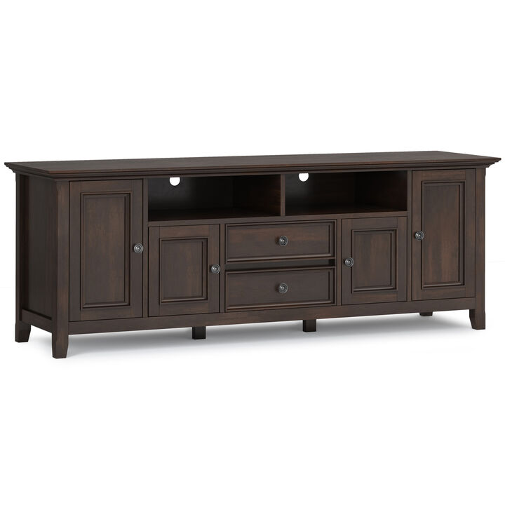 Amherst 72 inch Wide Solid Wood Transitional TV Stand in Brunette Brown