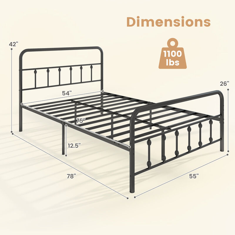 Modern Bed Frame with Headboard and Built-In Under Bed Storage-Black image number 2