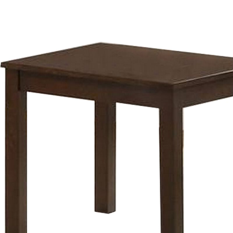 3 Piece Transitional Coffee Table and End Table with Block Legs, Brown-Benzara