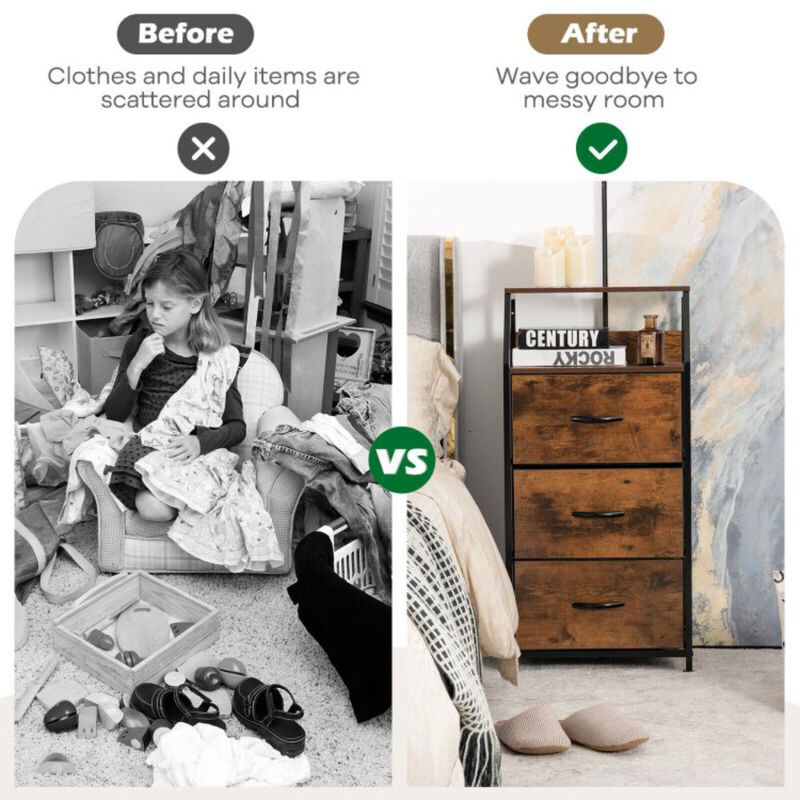 Hivvago Freestanding Cabinet Dresser with Wooden Top Shelves