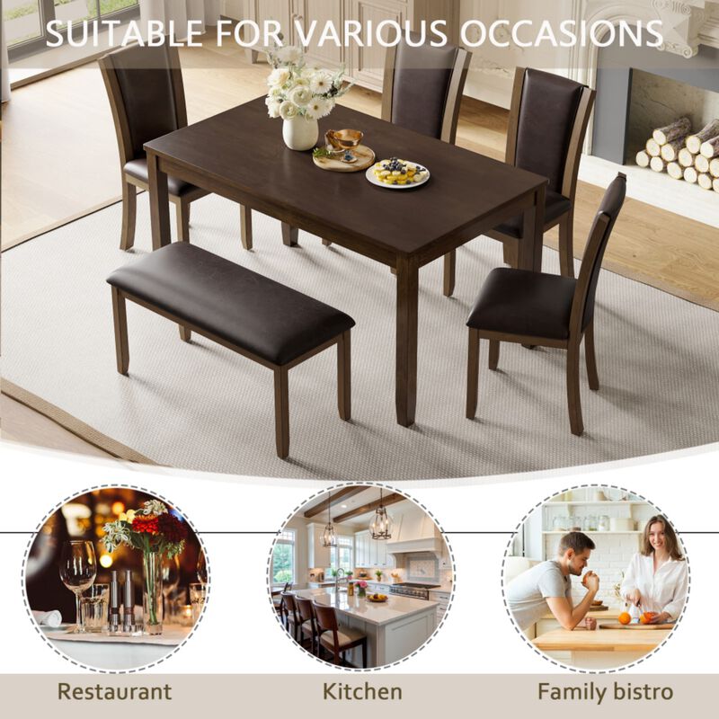 Pimmel 6‑Piece Rectangular Farmhouse Rustic  Dining Table Set image number 3