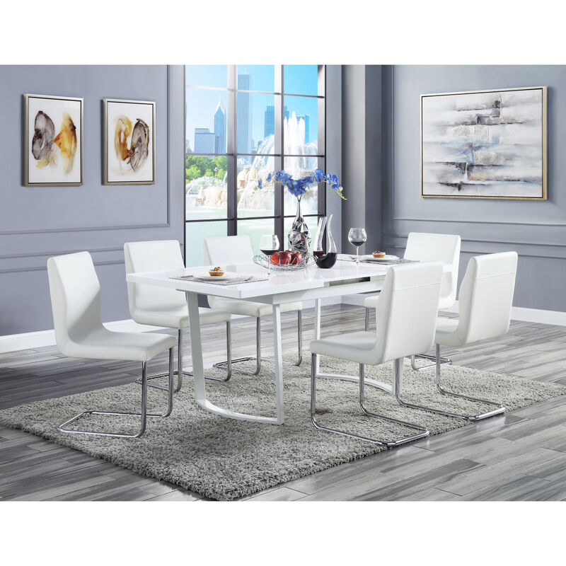 Palton Side Chair (Set of 2), White PU & Chrome Finish