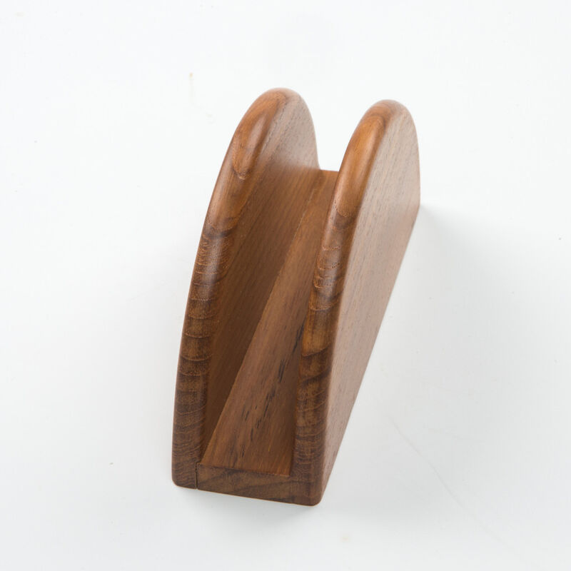 HomeRoots 6" Brown Solid Wood Napkin Holder image number 2