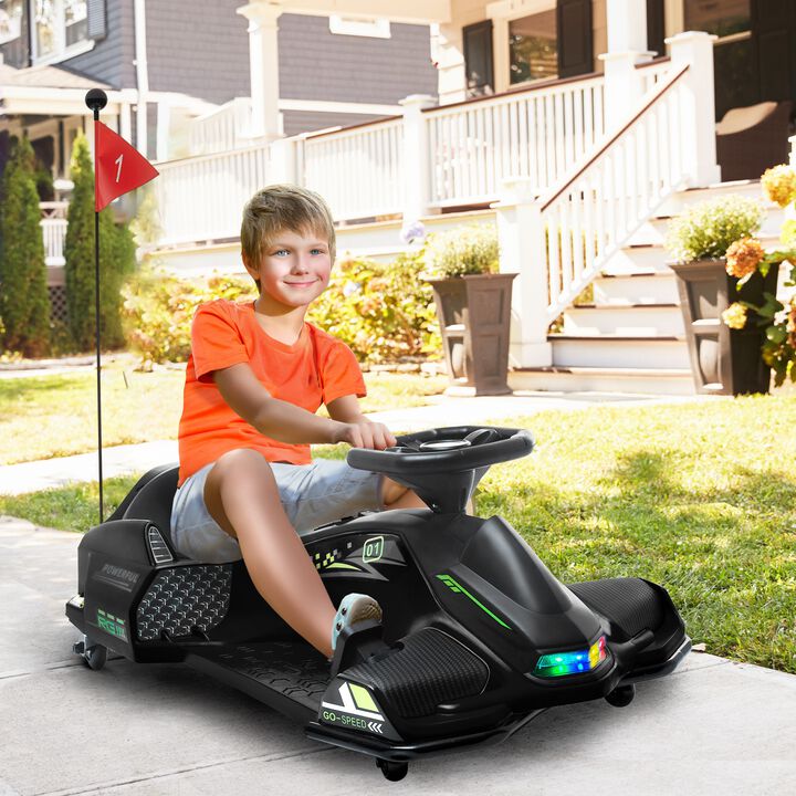 BreeBe 12V Electric Drifting Go Kart w/ Slow Start, Music, Lights
