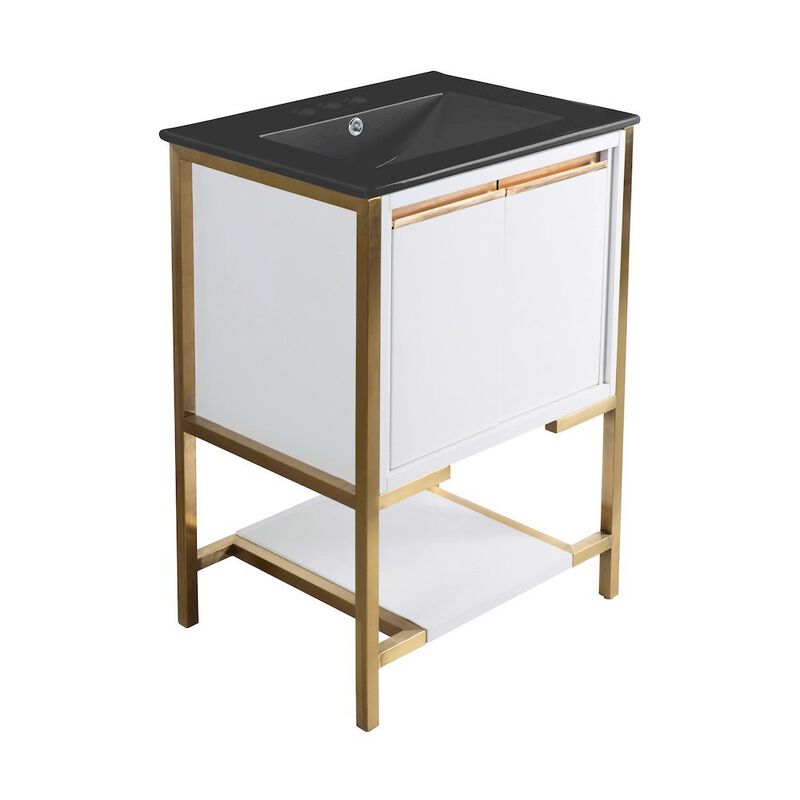 Marseille 24 in. White Bathroom Vanity with 3-Hole Ceramic Sink Top image number 5