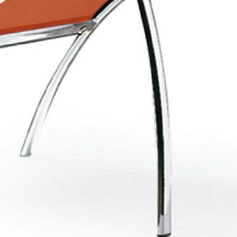 Hivvago Set of Two Orange And Silver Upholstered Faux Leather Dining Side Chairs