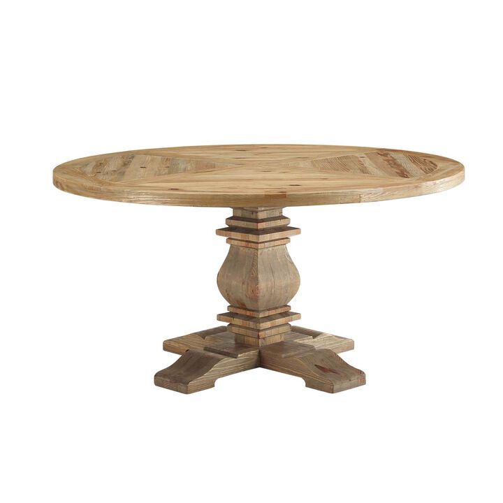 Modway - Column 59" Round Pine Wood Dining Table Brown